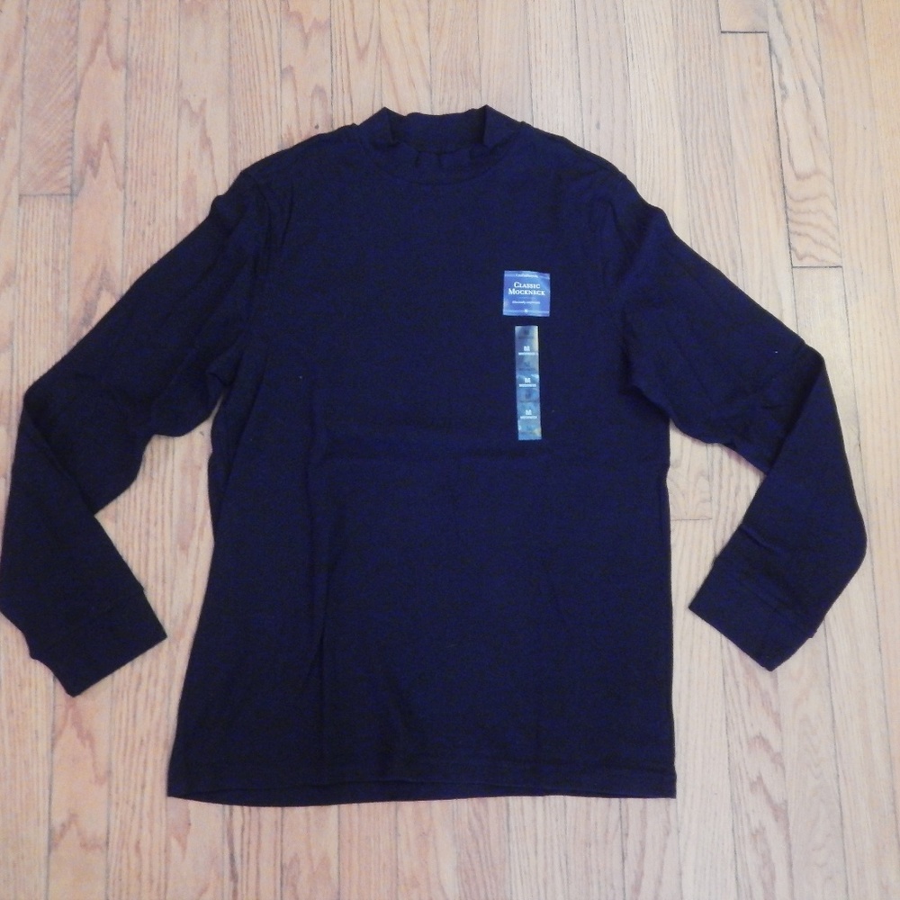 Croft & Barrow Black Mockneck Shirt Sz M NWT